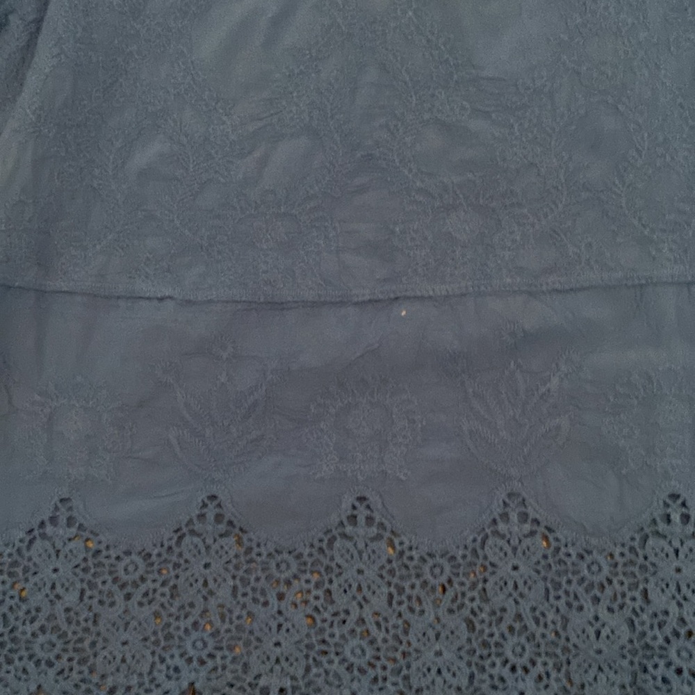 Democracy Woven Cotten Crochet Trim Peplum Top Cerulean Blue S - Picture 13 of 16